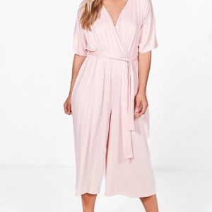 Plus Jersey Kimono Sleeve Wrap Jumpsuit